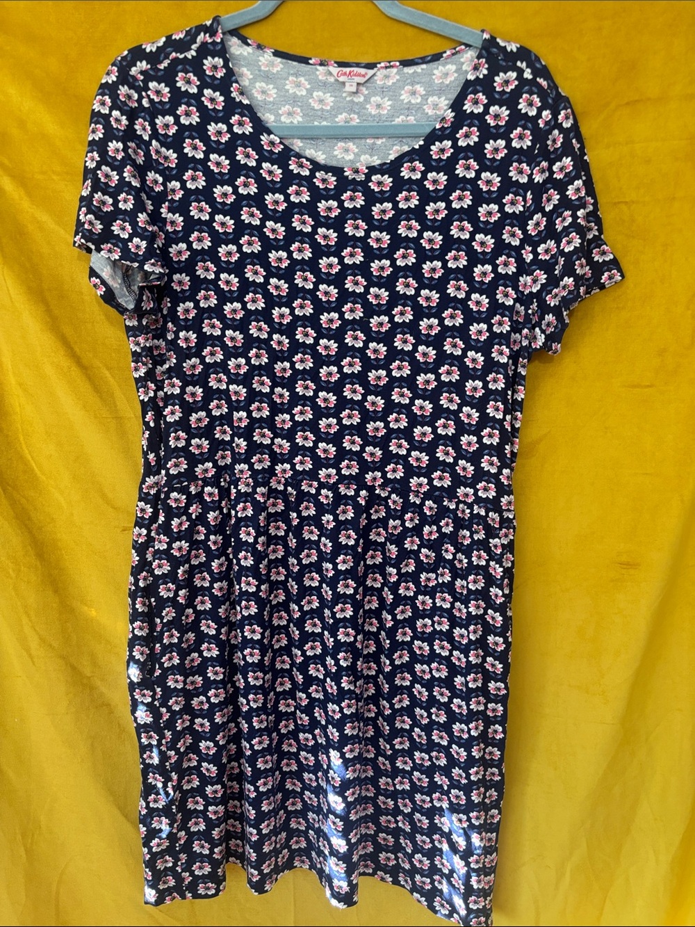 Cath Kidston Knit Dress with Pink and White Floral Print EUC UK 16 US 12
